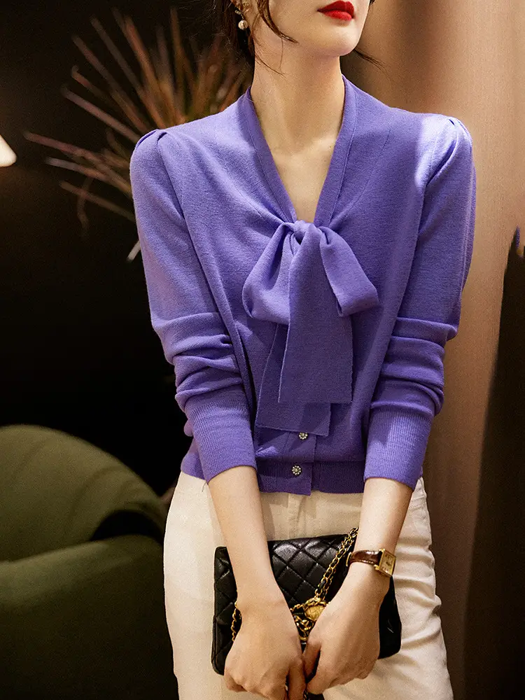 Women's Red Knoted Knit Sweater Jacket 2025 — feature 14