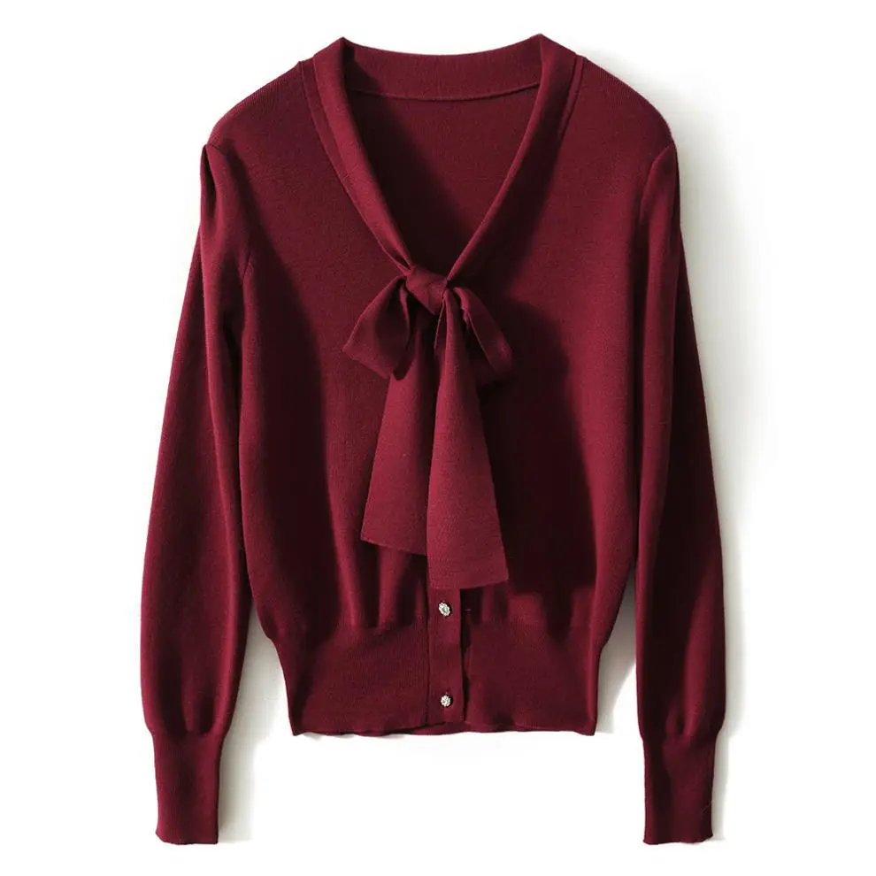 Women's Red Knoted Knit Sweater Jacket 2025 — feature 7