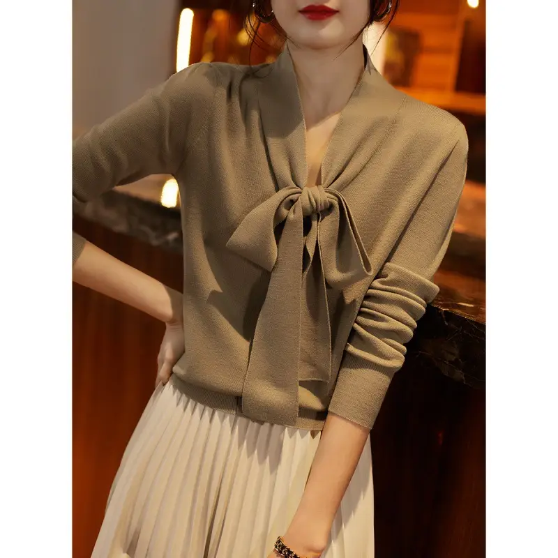 Women's Red Knoted Knit Sweater Jacket 2025 - Image 3