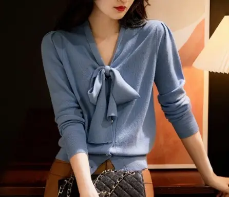 Women's Red Knoted Knit Sweater Jacket 2025 - Image 5
