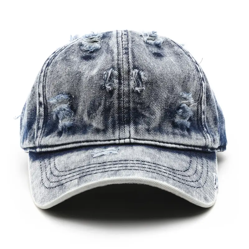 Women Wash Denim Baseball Cap Old White Light Plate - Image 5
