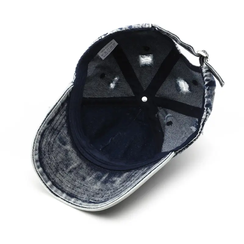 Women Wash Denim Baseball Cap Old White Light Plate - Image 7