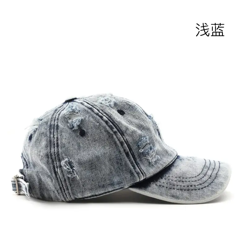 Women Wash Denim Baseball Cap Old White Light Plate - Image 2