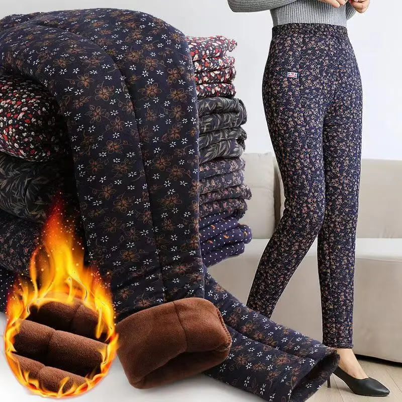 Women Velvet Warm Trousers Winter Cotton High Waist - Image 5