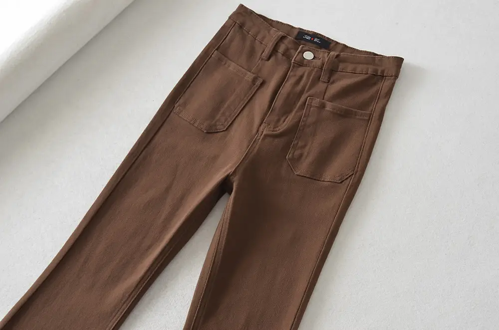 Women's Brown Slimming High Waist Jeans Summer - Image 4