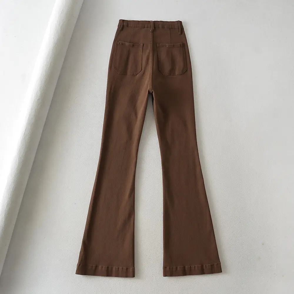 Women's Brown Slimming High Waist Jeans Summer - Image 2