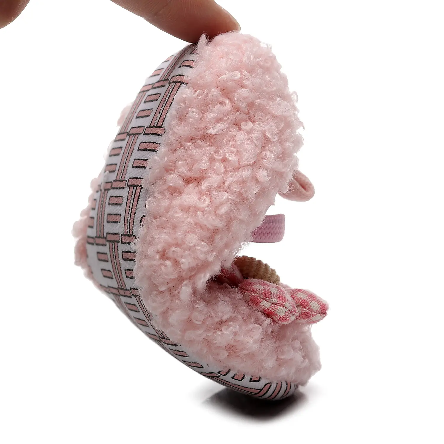 Pink Five-Petal Teddy Baby Shoes Toddler Non-Slip