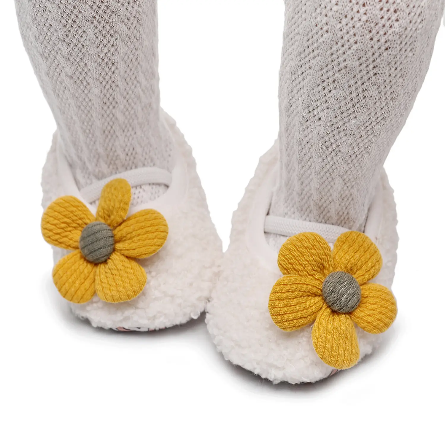 Pink Five-Petal Teddy Baby Shoes Toddler Non-Slip