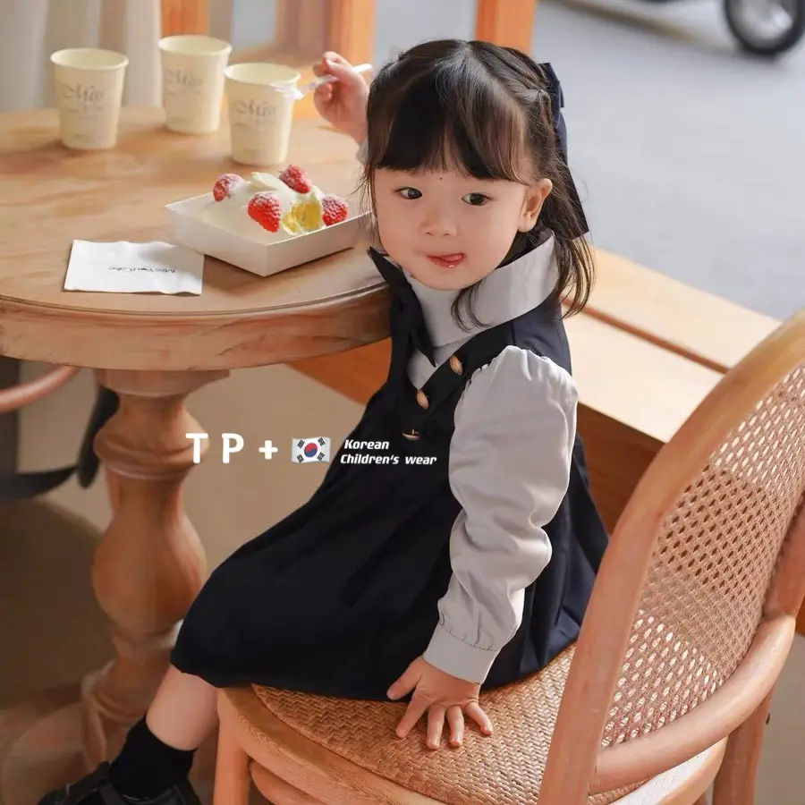 Girls' Fake Two-Piece Dress Autumn Outfit 2025 - Image 5