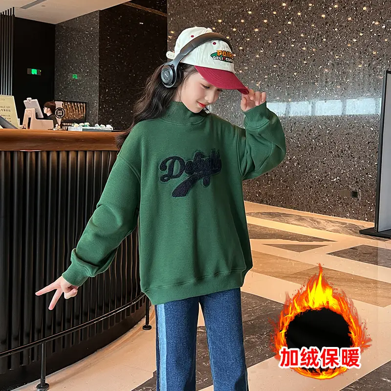 Girls Fleece Sweatshirt Black Skirt Winter Top