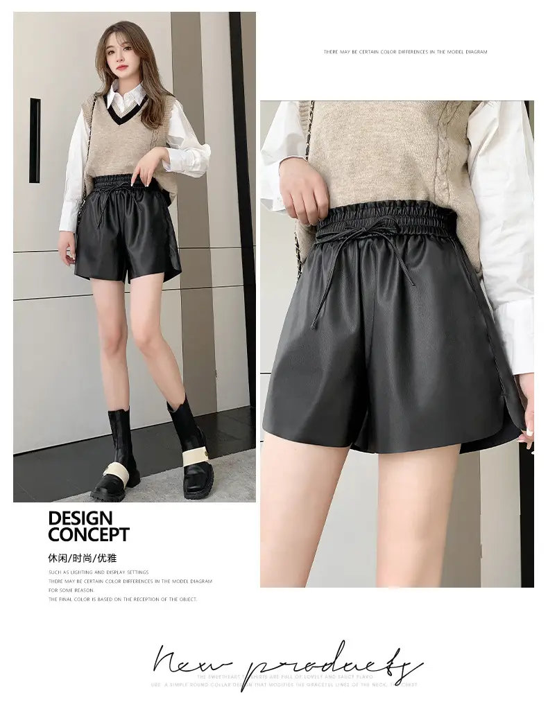 PU Leather High Waist Shorts Women Brown 2023 — feature 15
