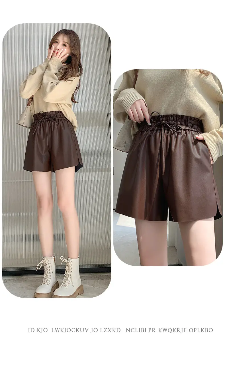 PU Leather High Waist Shorts Women Brown 2023 — feature 19