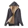 Women's Black Plush Hooded Hoodie Large Winter Coat - Image 19