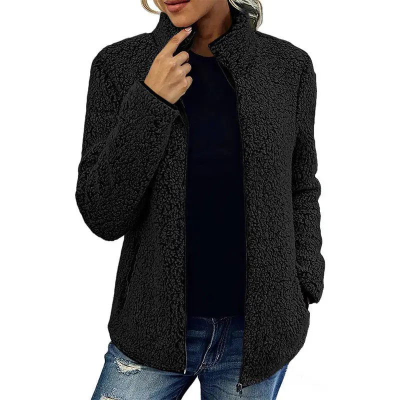 Women's Bubble Velvet Crossbody Jacket Black Zipper - Image 13