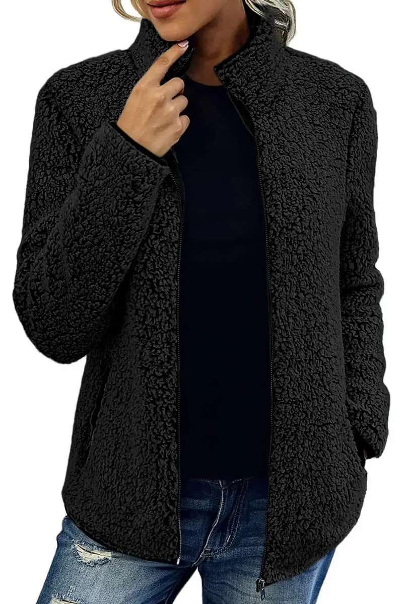 Women's Bubble Velvet Crossbody Jacket Black Zipper — feature 21