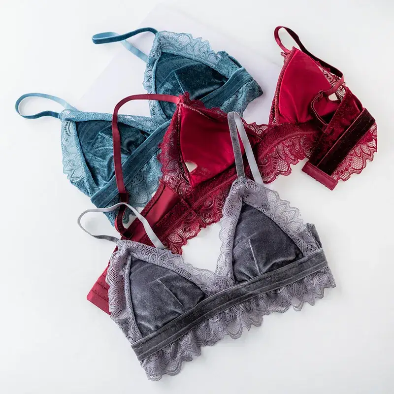 Velvet Lining French Lace Bra for Small Busts - Image 7