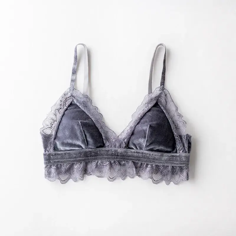 Velvet Lining French Lace Bra for Small Busts - Image 2