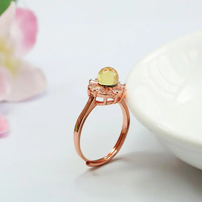 Guan Yu Natural Amber Ring Water Blue Amber Ring Mexican Jewelry Factory Live Supply S2100201
