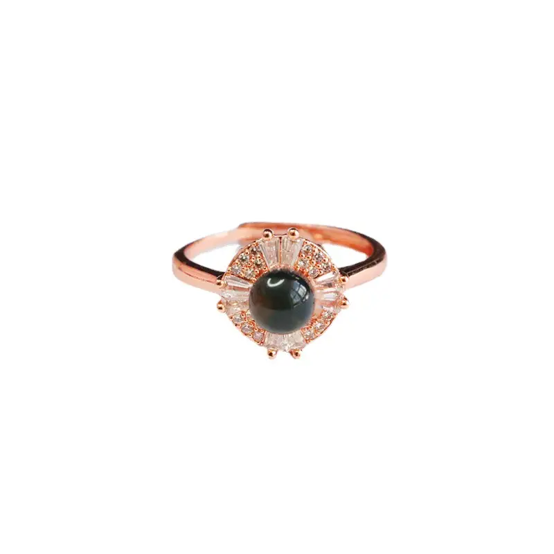 Guan Yu Natural Amber Ring Water Blue Amber Ring Mexican Jewelry Factory Live Supply S2100201