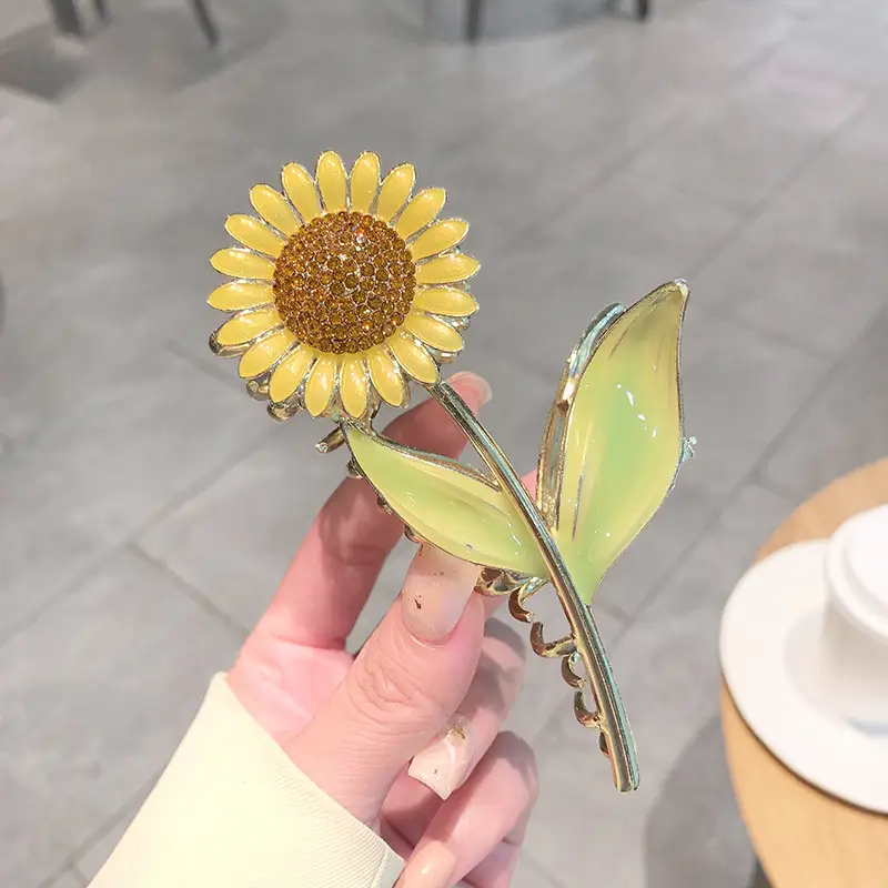 Sunflower Hairpin for Women Summer Clip Back