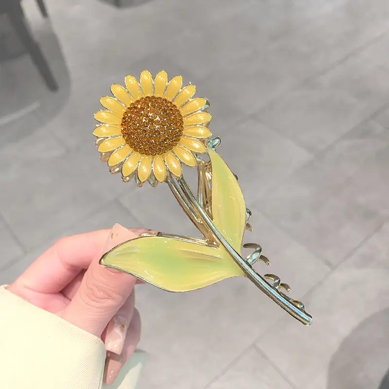 Sunflower Hairpin for Women Summer Clip Back