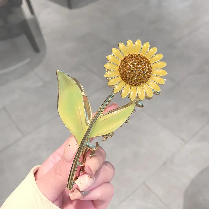 Sunflower Hairpin for Women Summer Clip Back