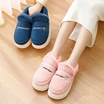 Women Cartoon Dolphin Soft Cotton Slippers Blue Winter — feature 9