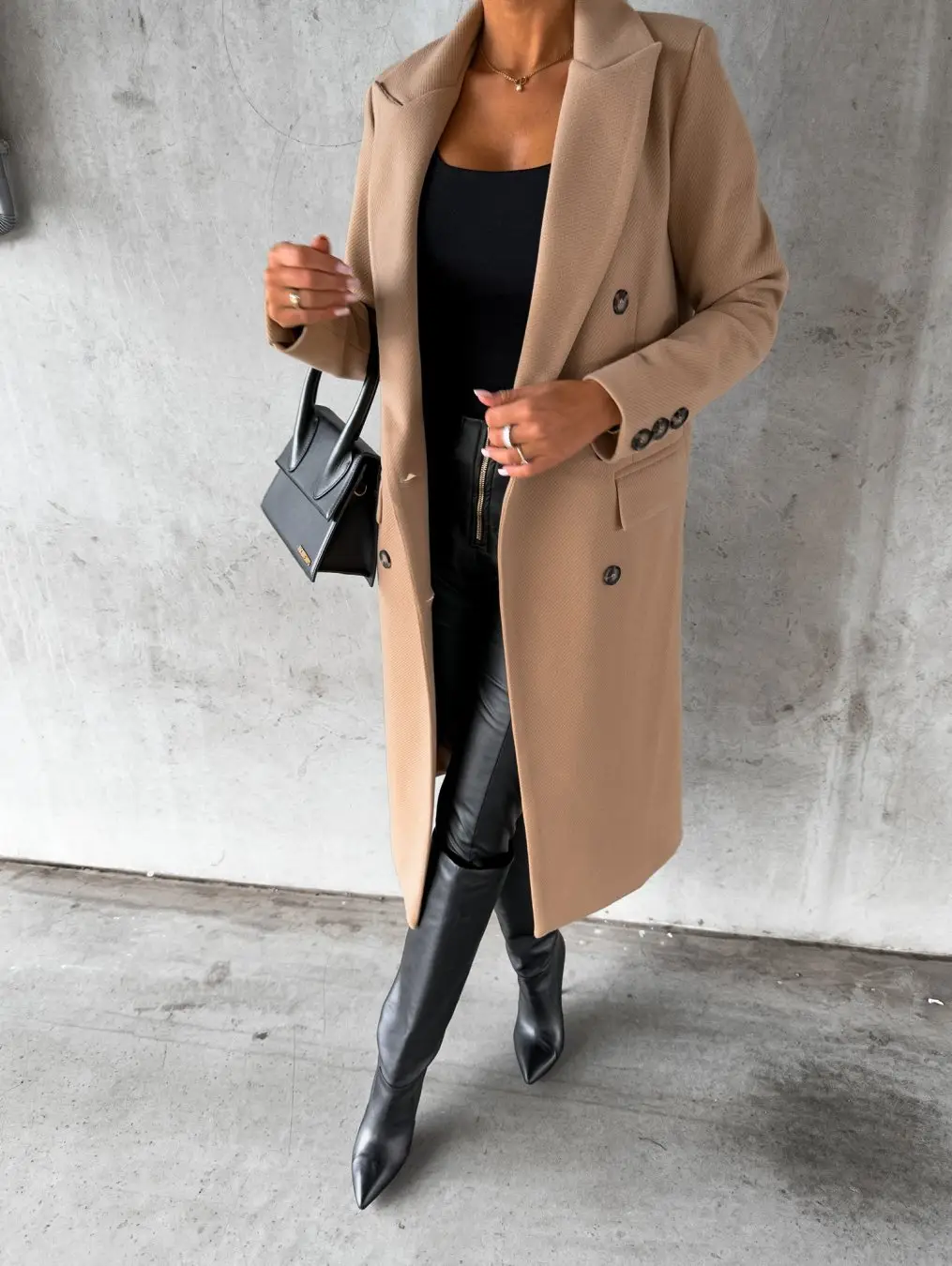 Women Wool Coat Beige Double Breasted 2022 — feature 7