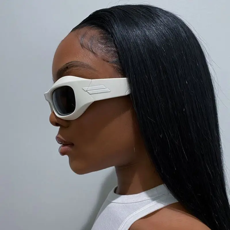Steampunk Sunglasses for Men Women Curved Future Tech Sports Glasses
