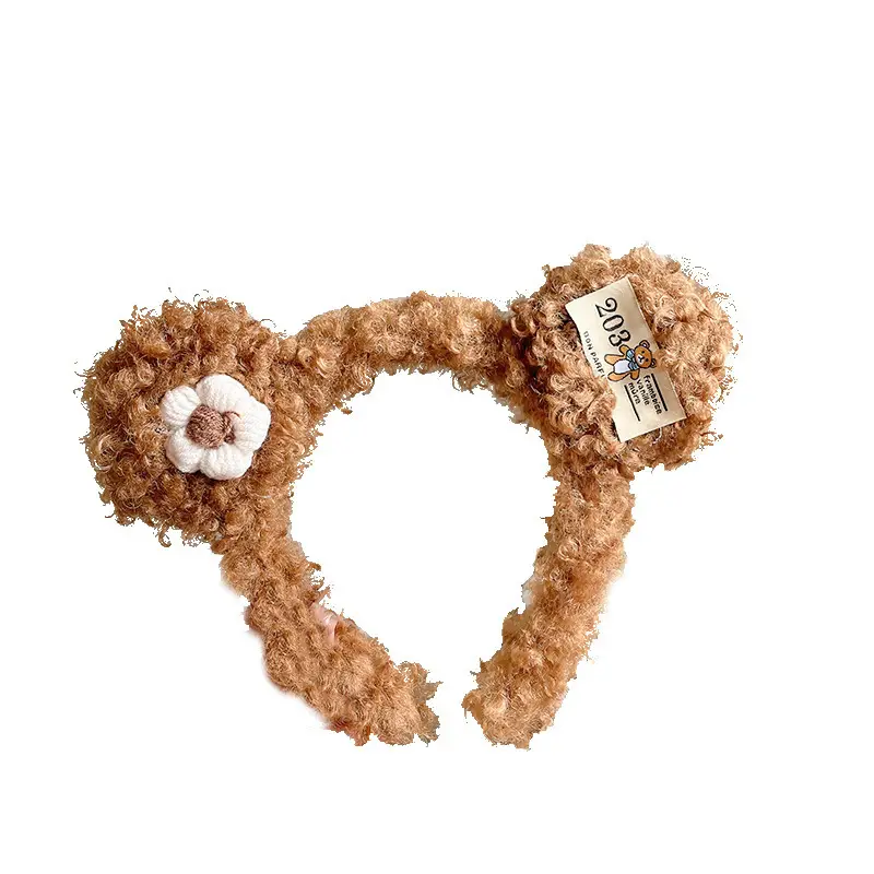 Plush Bear Ear Headband for Women Winter Face Wash - Image 8