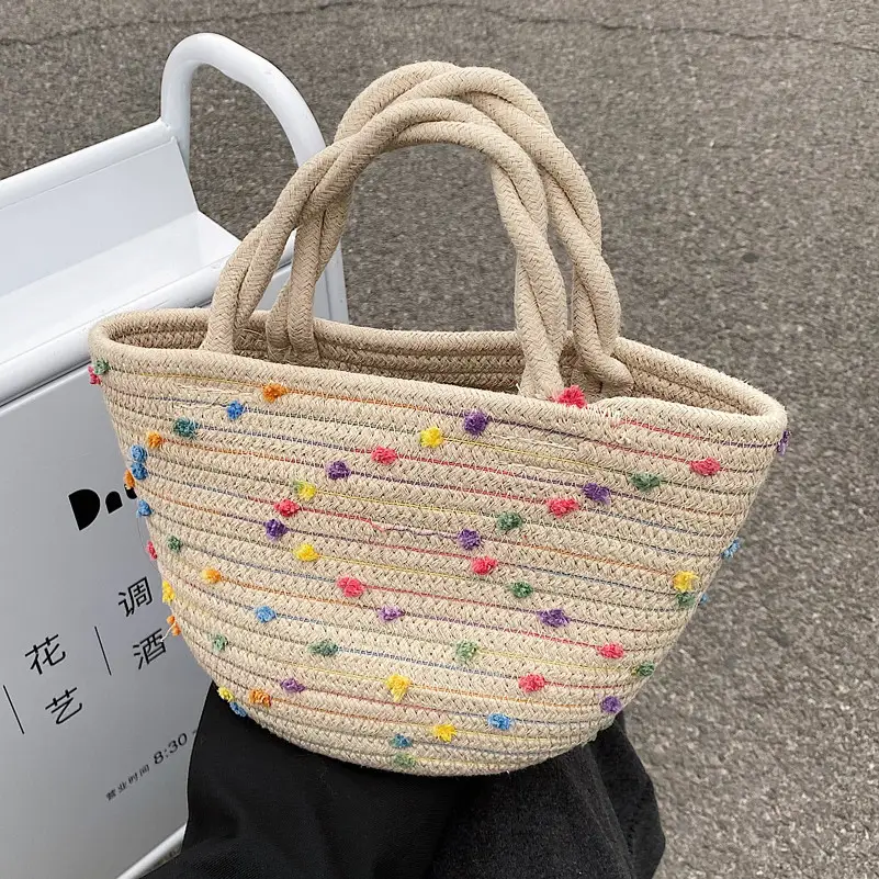 Straw Embroidered Shoulder Bag for Women - Image 5