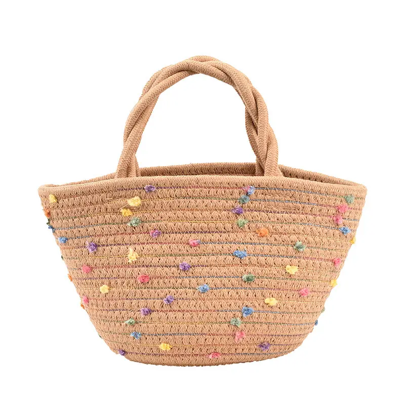 Straw Embroidered Shoulder Bag for Women - Image 7