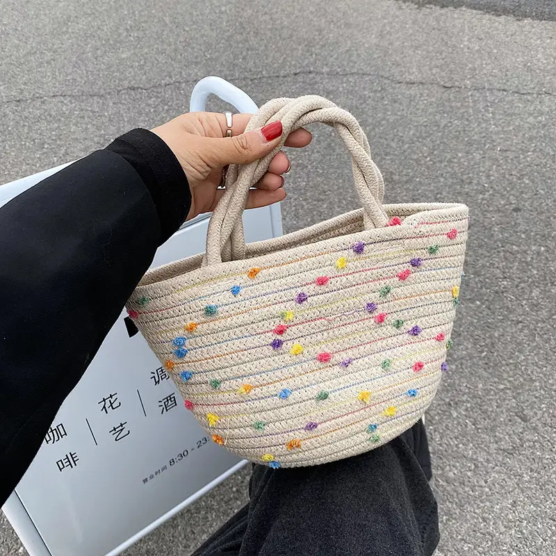 Straw Embroidered Shoulder Bag for Women - Image 2