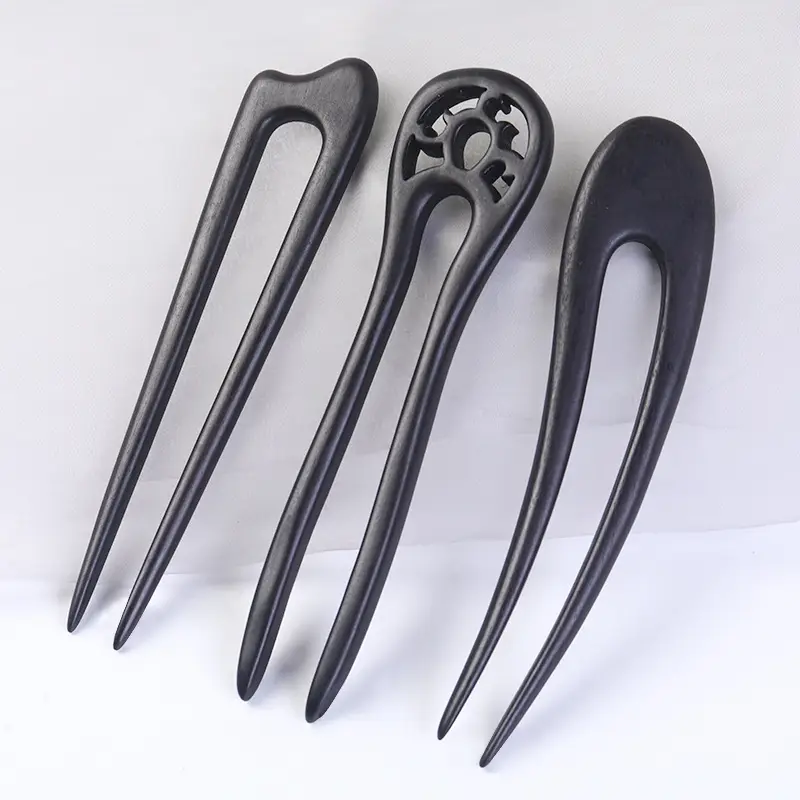 U-Shaped Hairpin Ebony Retro Cat Crescent - Image 24