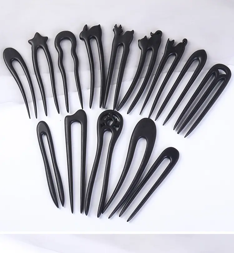 U-Shaped Hairpin Ebony Retro Cat Crescent — feature 2