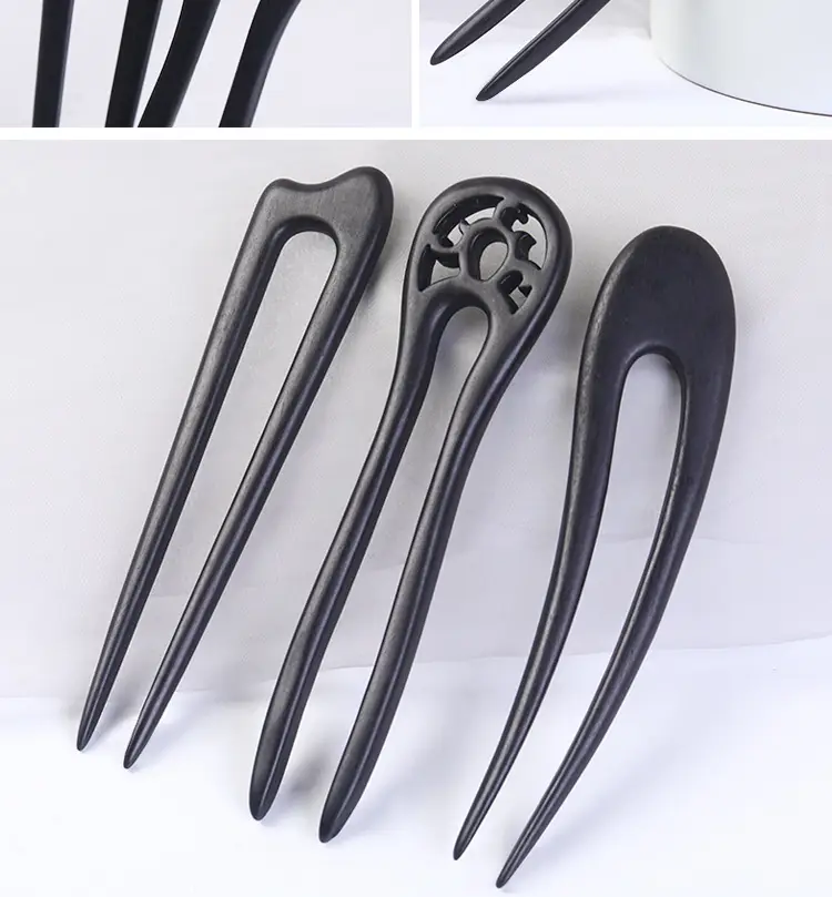 U-Shaped Hairpin Ebony Retro Cat Crescent — feature 4