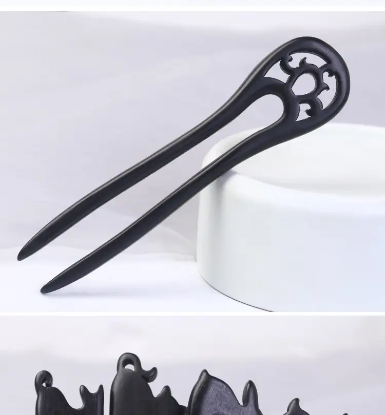 U-Shaped Hairpin Ebony Retro Cat Crescent — feature 5