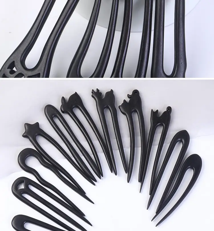 U-Shaped Hairpin Ebony Retro Cat Crescent — feature 7