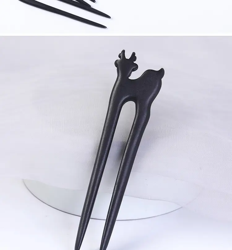 U-Shaped Hairpin Ebony Retro Cat Crescent — feature 8