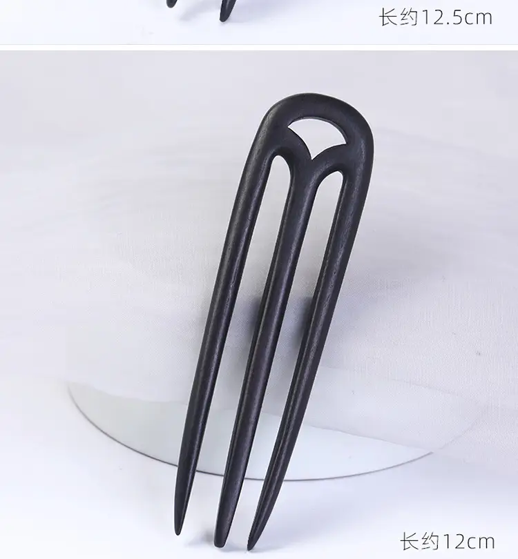 U-Shaped Hairpin Ebony Retro Cat Crescent — feature 9