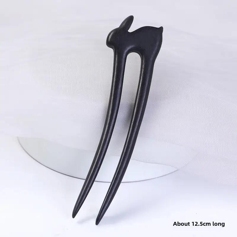 U-Shaped Hairpin Ebony Retro Cat Crescent - Image 16