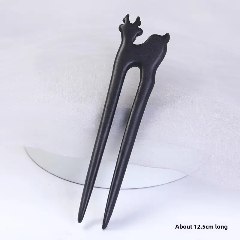 U-Shaped Hairpin Ebony Retro Cat Crescent - Image 17