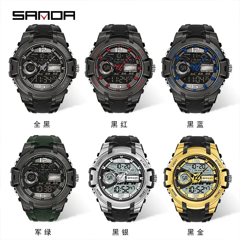 Men's Green Digital Watch Waterproof Multi-Functional Student Watch - Image 8