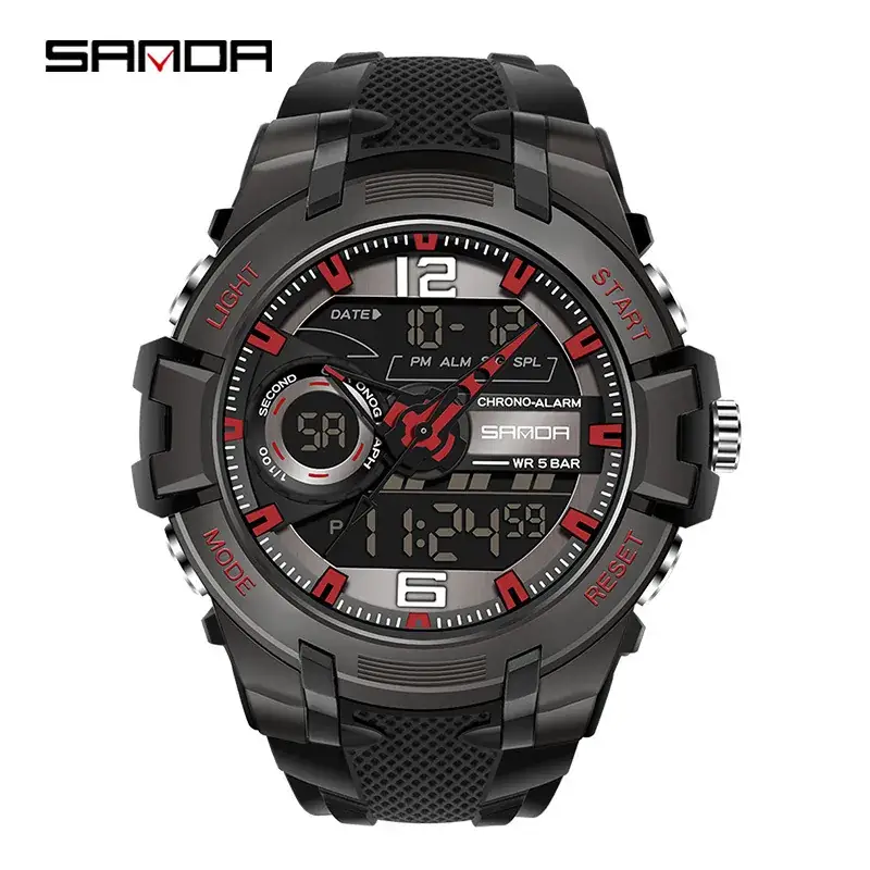 Men's Green Digital Watch Waterproof Multi-Functional Student Watch - Image 3