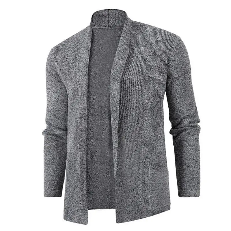 Men Black Knitted Cardigan with Long Sleeve