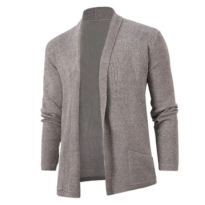 Men Black Knitted Cardigan with Long Sleeve