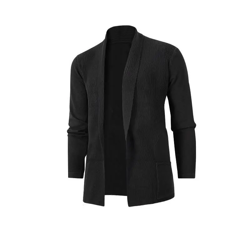 Men Black Knitted Cardigan with Long Sleeve — feature 6