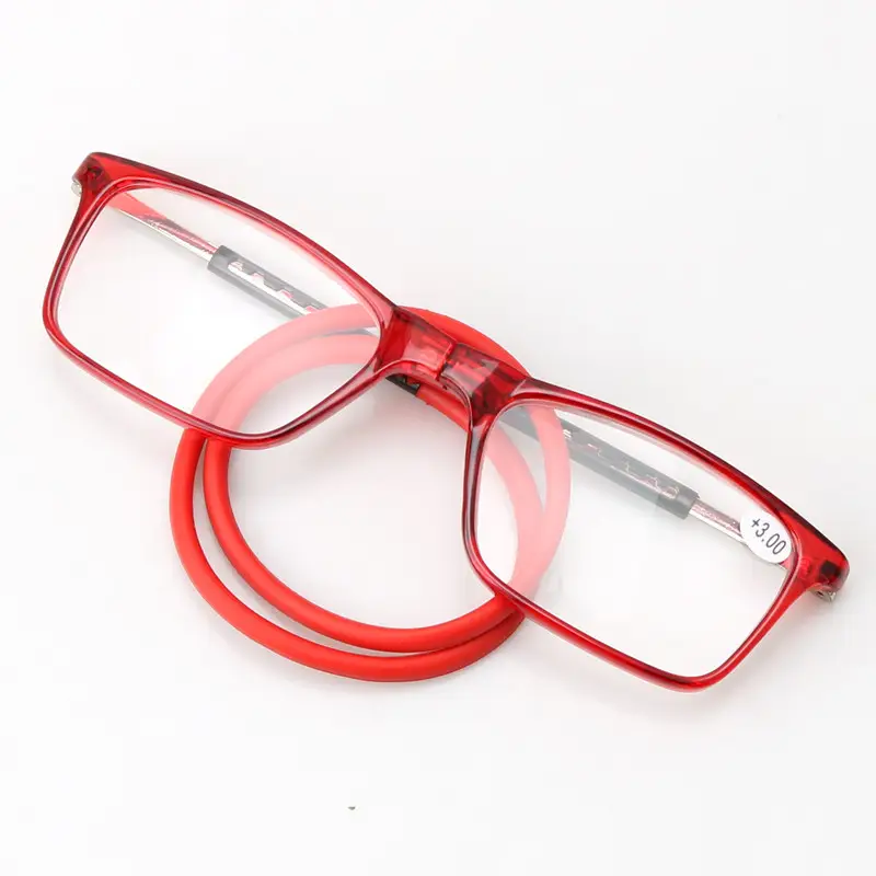 Cross-border new fashion hanging neck reading glasses magnet square convenient reading old man Mirror HD PC factory direct sales