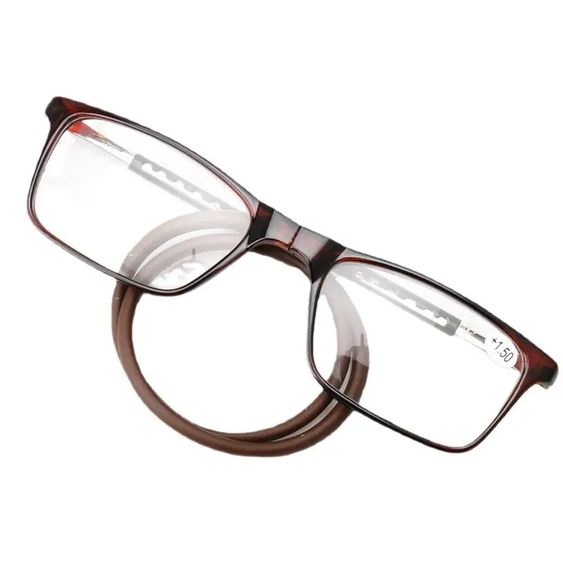 Cross-border new fashion hanging neck reading glasses magnet square convenient reading old man Mirror HD PC factory direct sales
