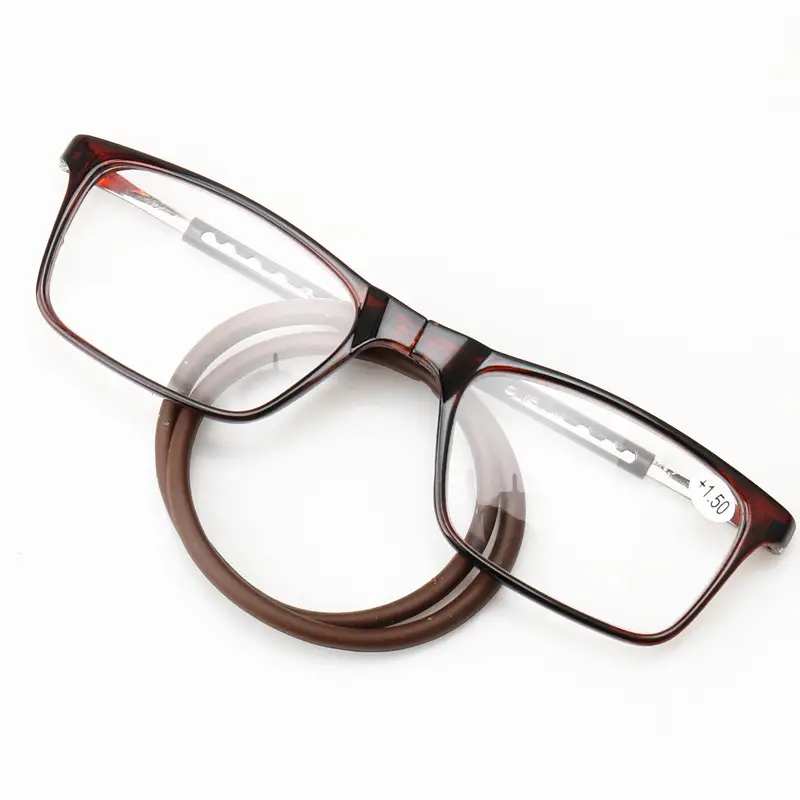 Cross-border new fashion hanging neck reading glasses magnet square convenient reading old man Mirror HD PC factory direct sales